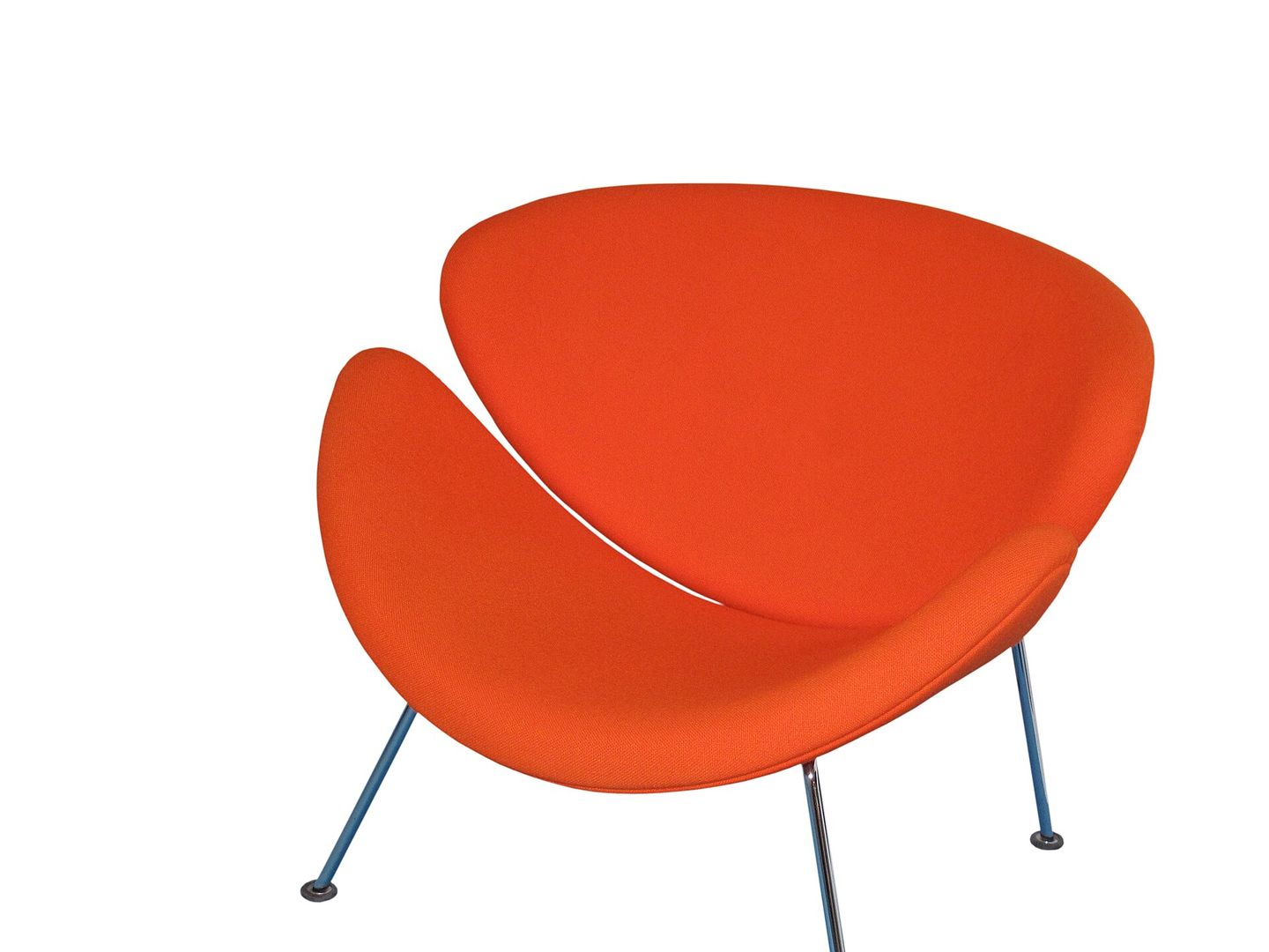 Oranje Orange Slice-fauteuil met twee gebogen delen op vier verchroomde poten